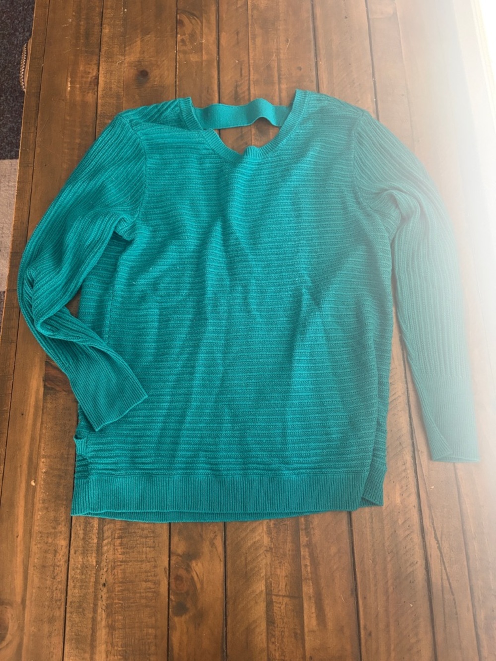 Lightweight Teal Ribbed Knit Women's Sweater